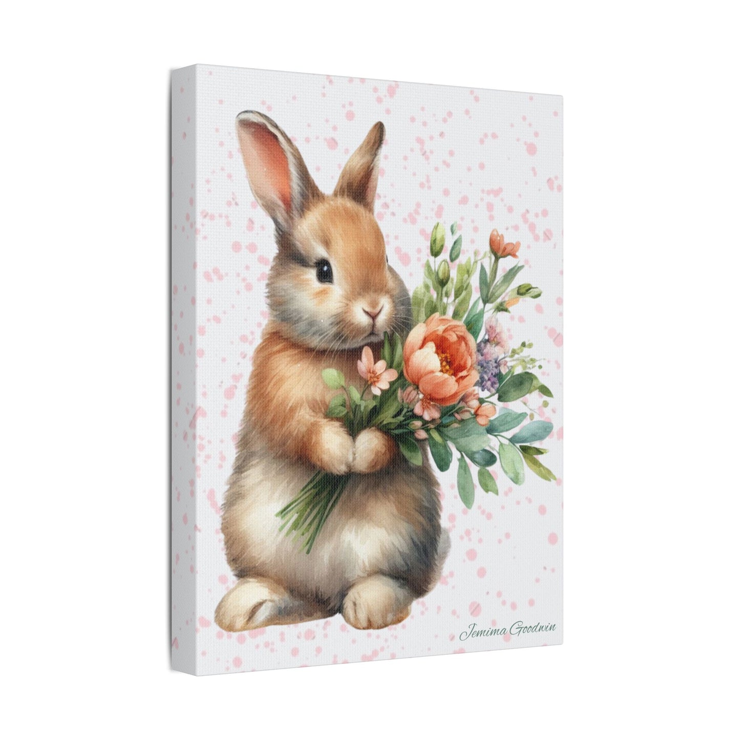 Rabbit with Flowers Canvas