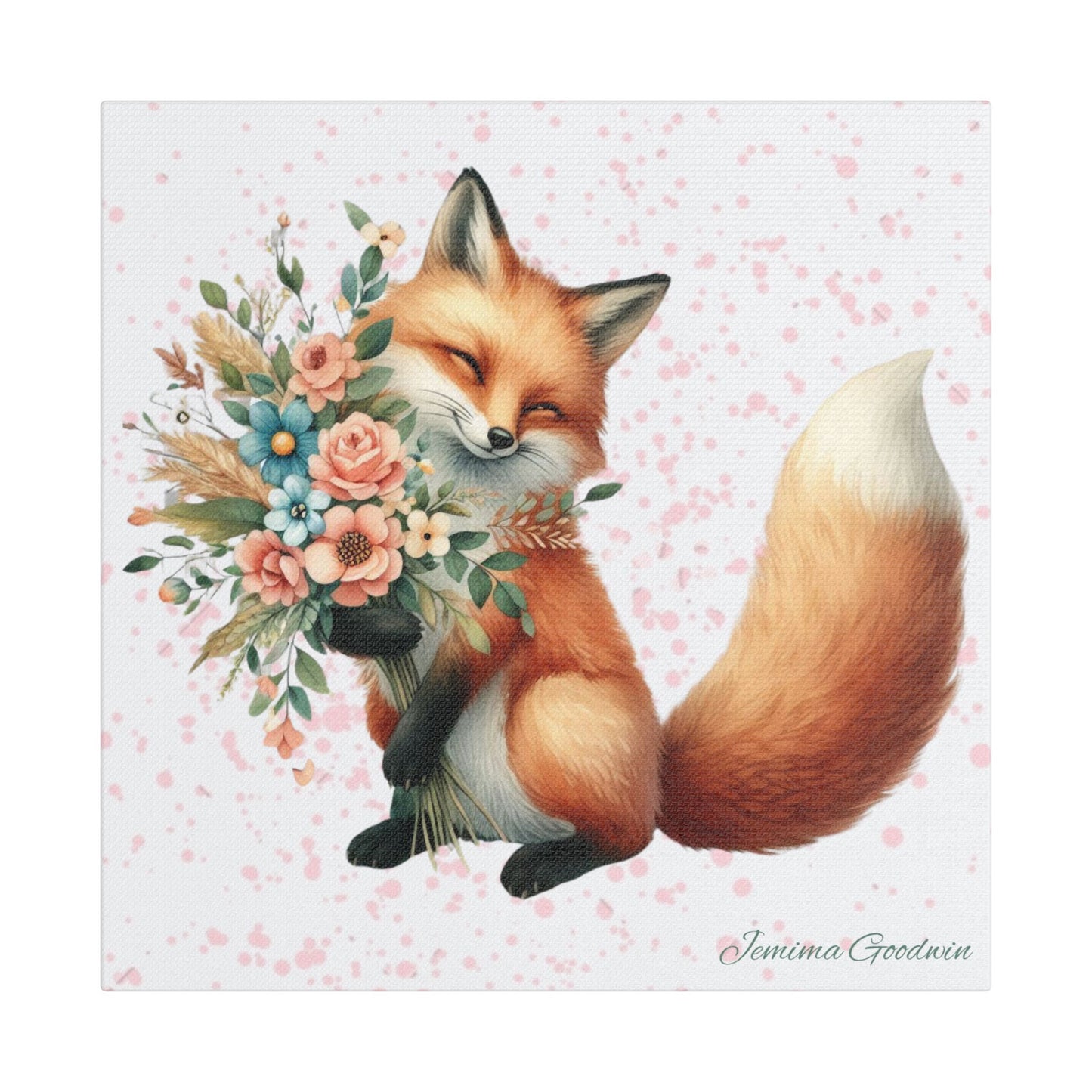 Fox with Flowers Canvas