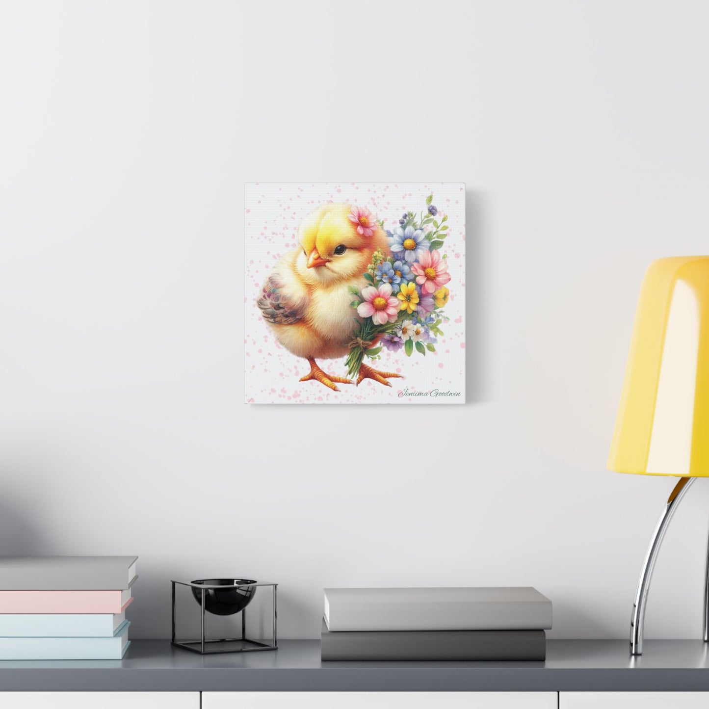 Chick with Flowers Canvas