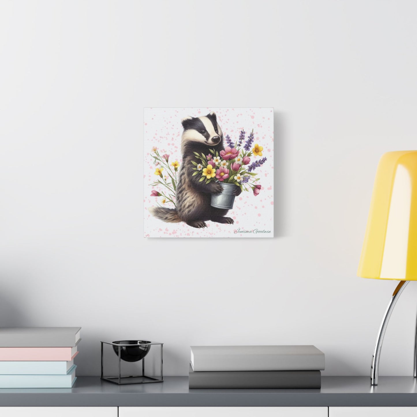 Badger with Flowers Canvas