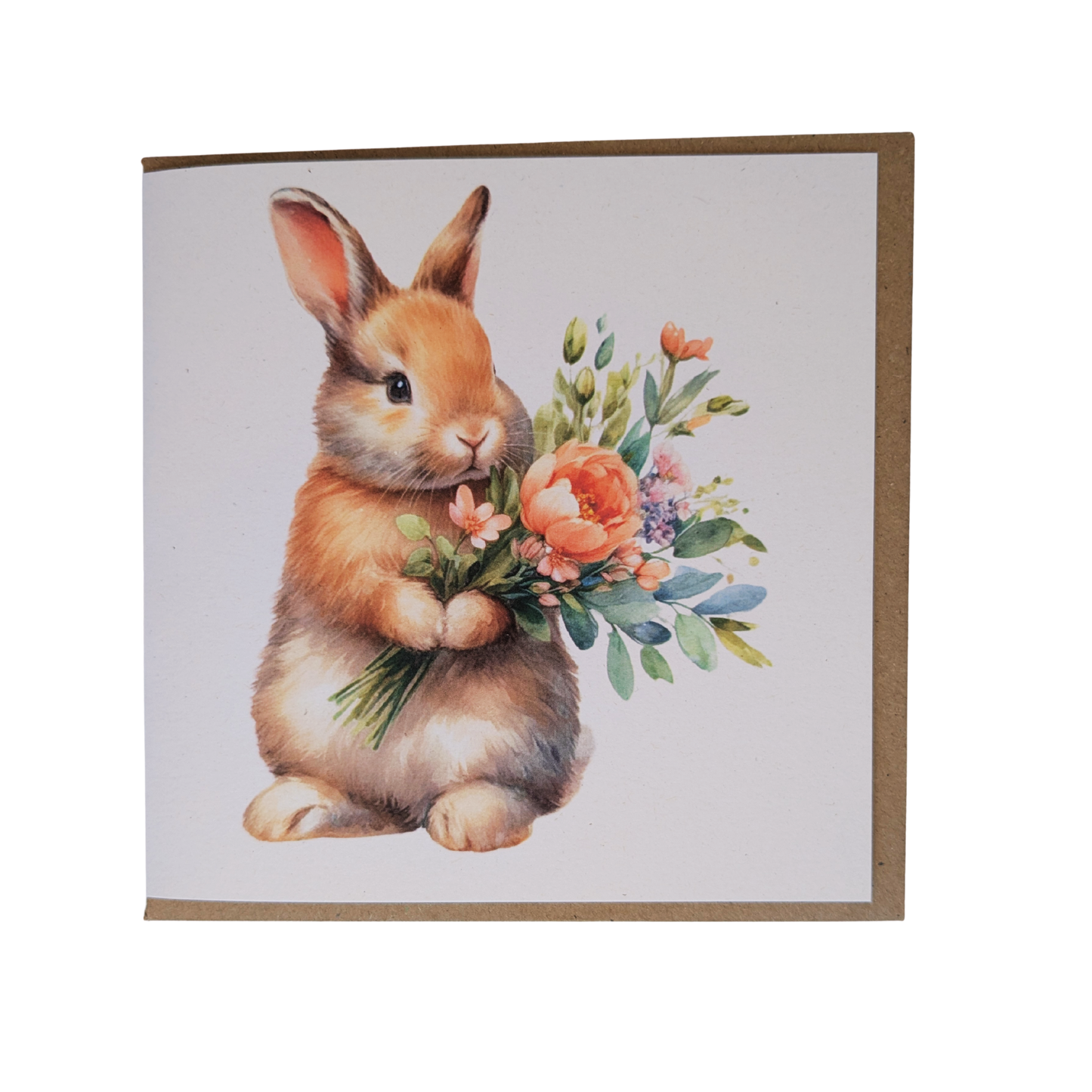 Bunny with Flowers Greeting Card