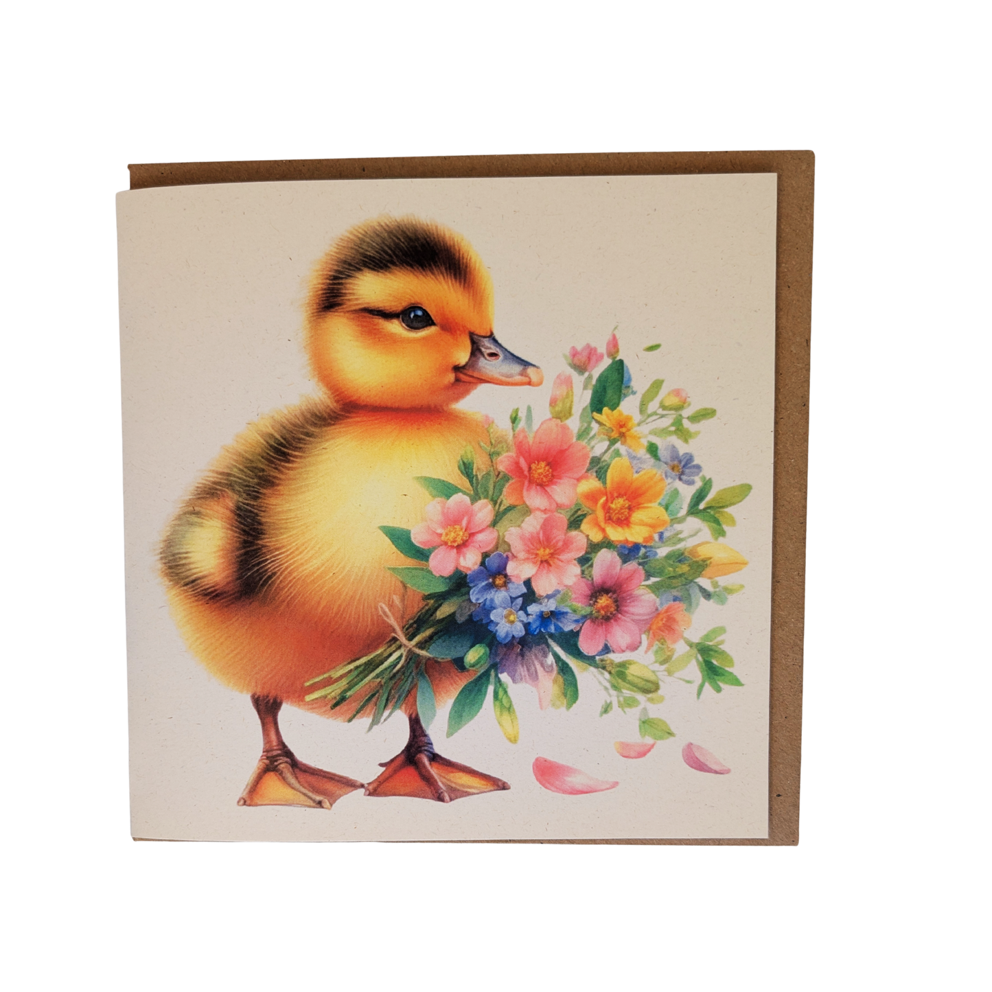 Duckling with Flowers Greeting Card