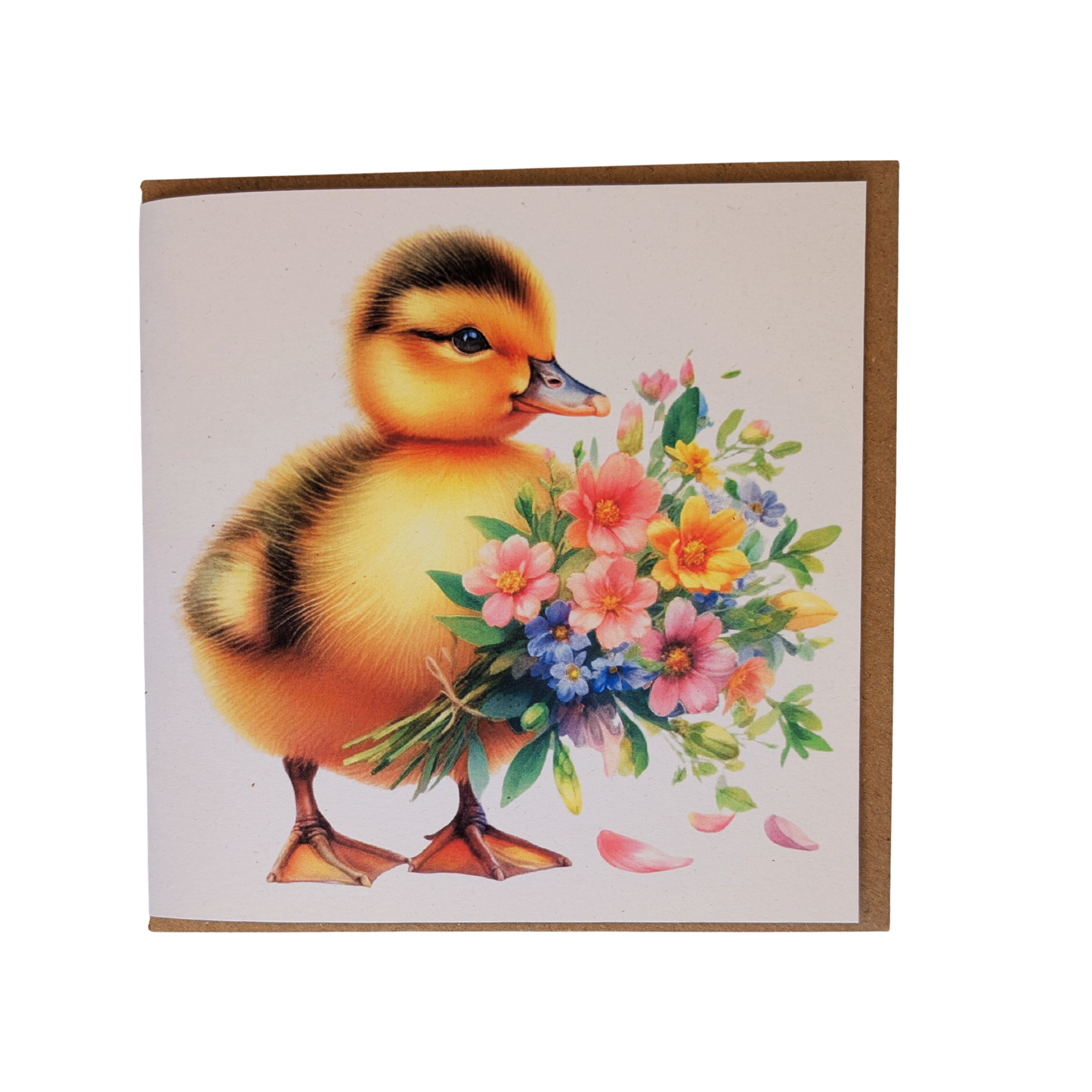 Duckling with Flowers Greeting Card