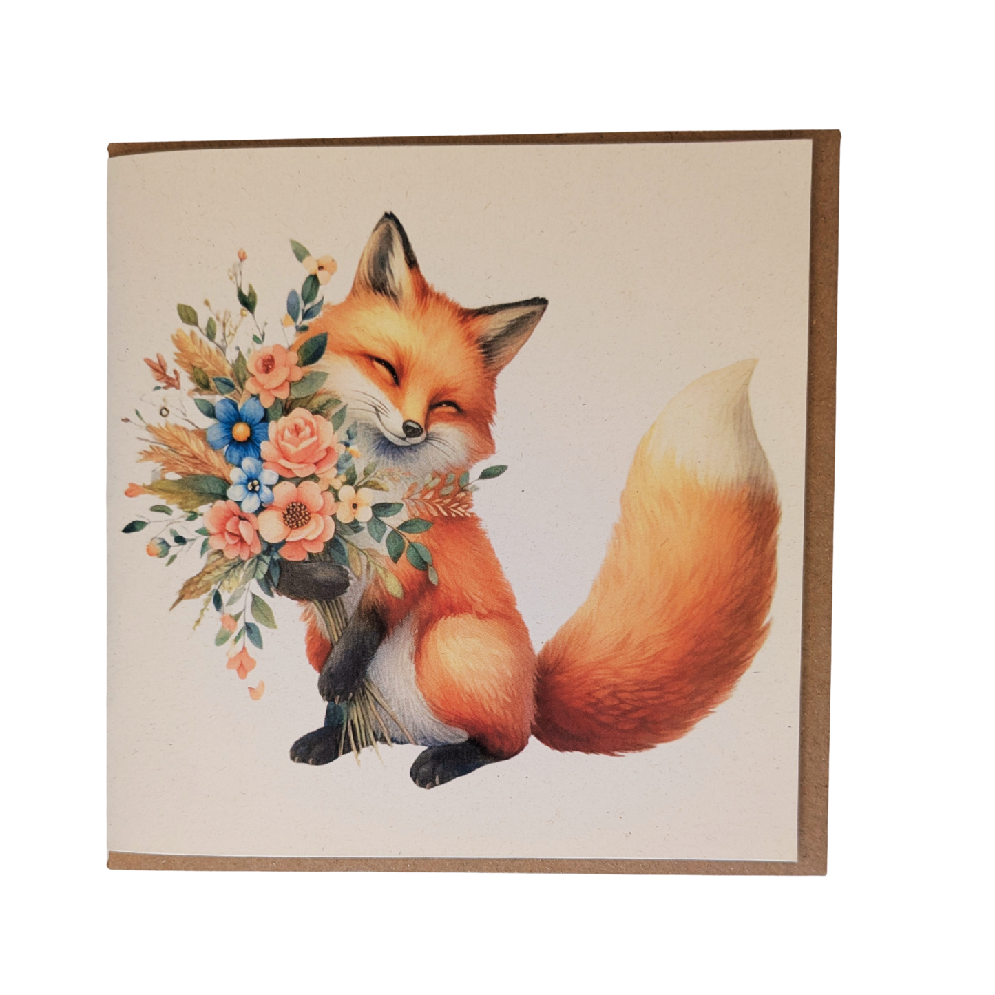 Fox with Flowers Greeting Card