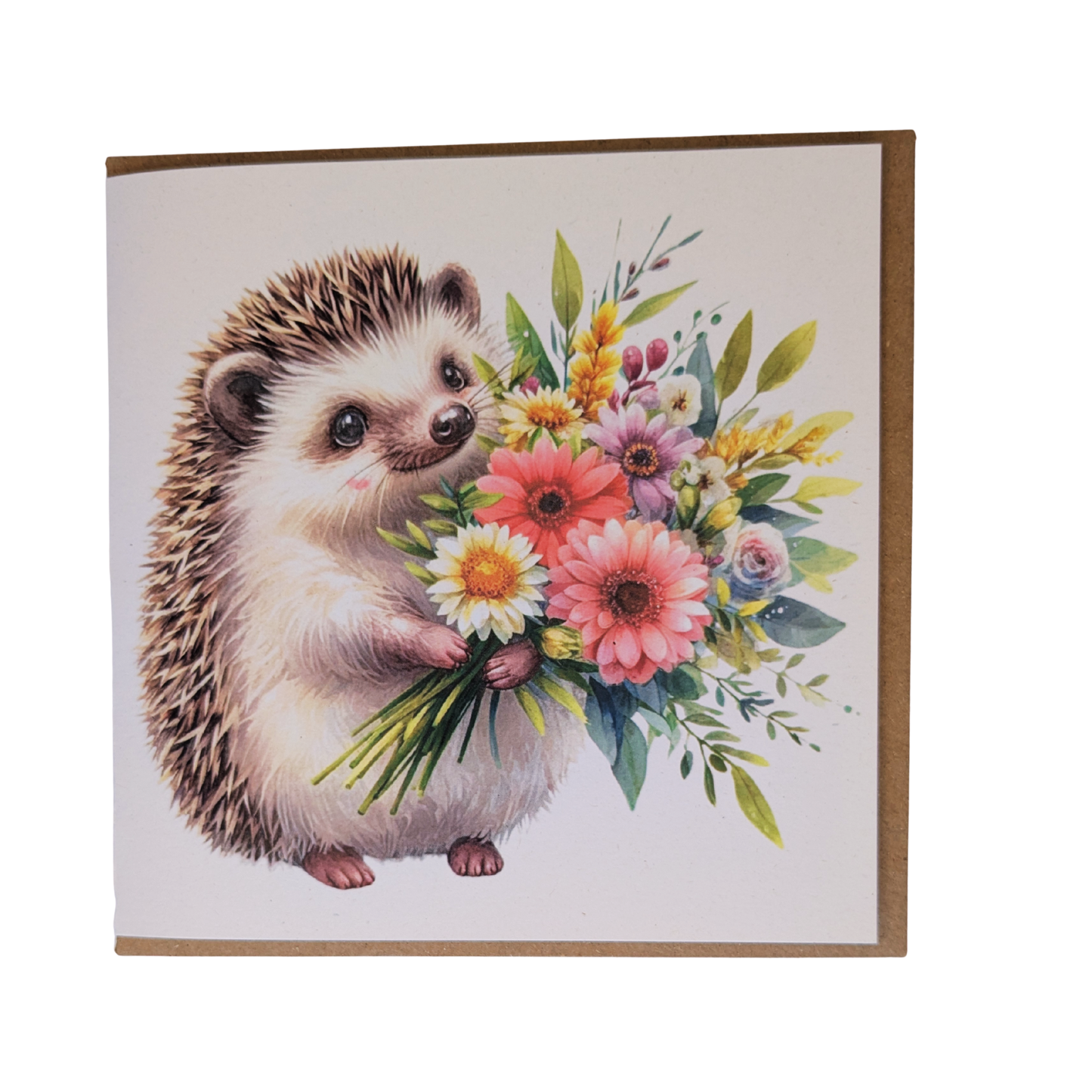 Hedgehog with Flowers Greeting Card
