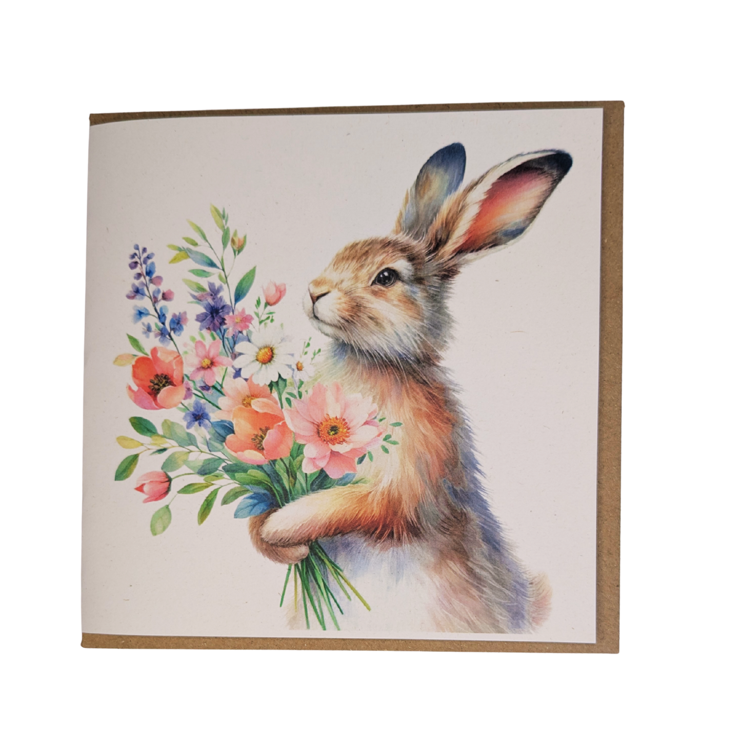 Hare with Flowers Greeting Card