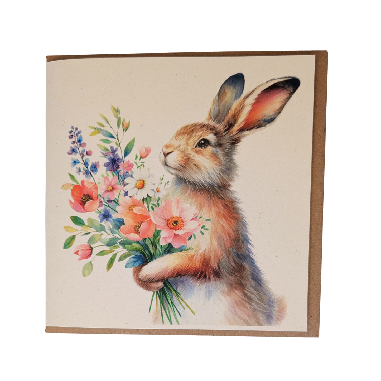 Hare with Flowers Greeting Card