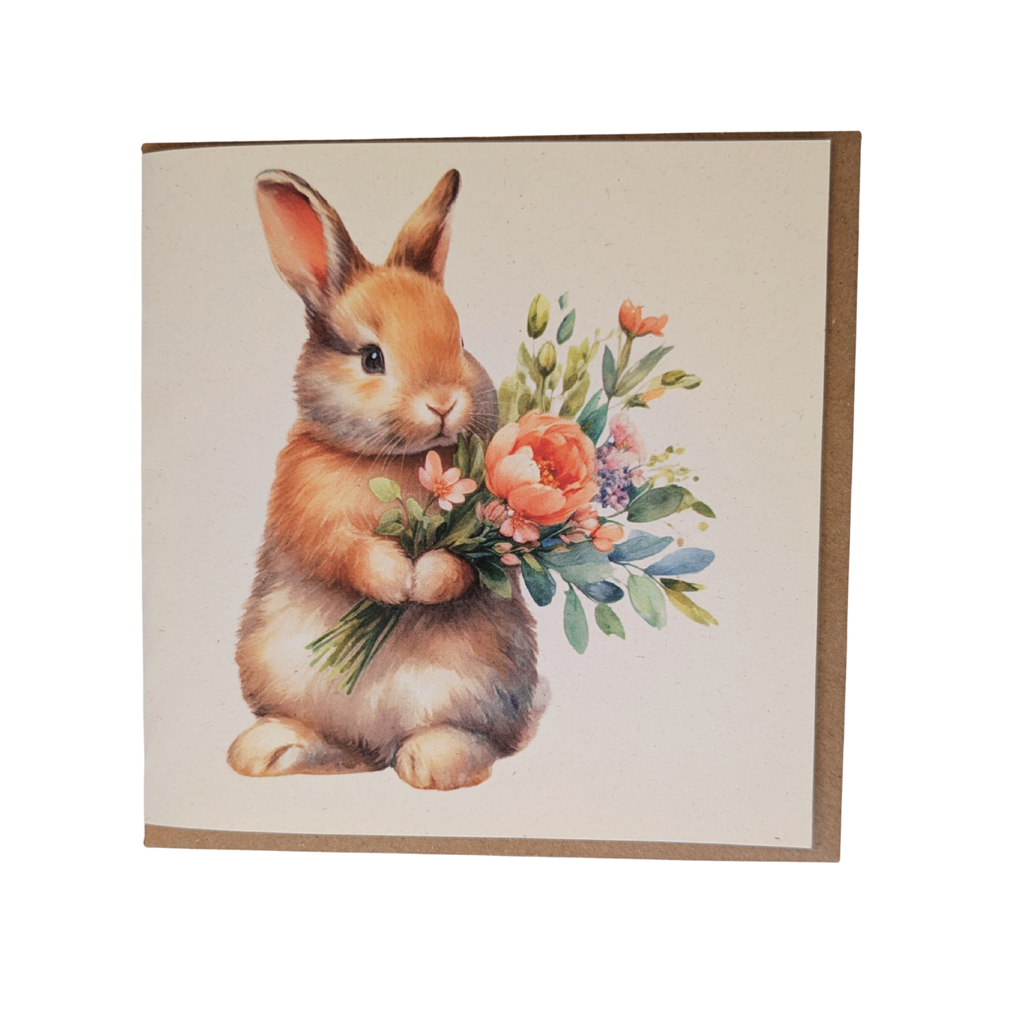 Bunny with Flowers Greeting Card