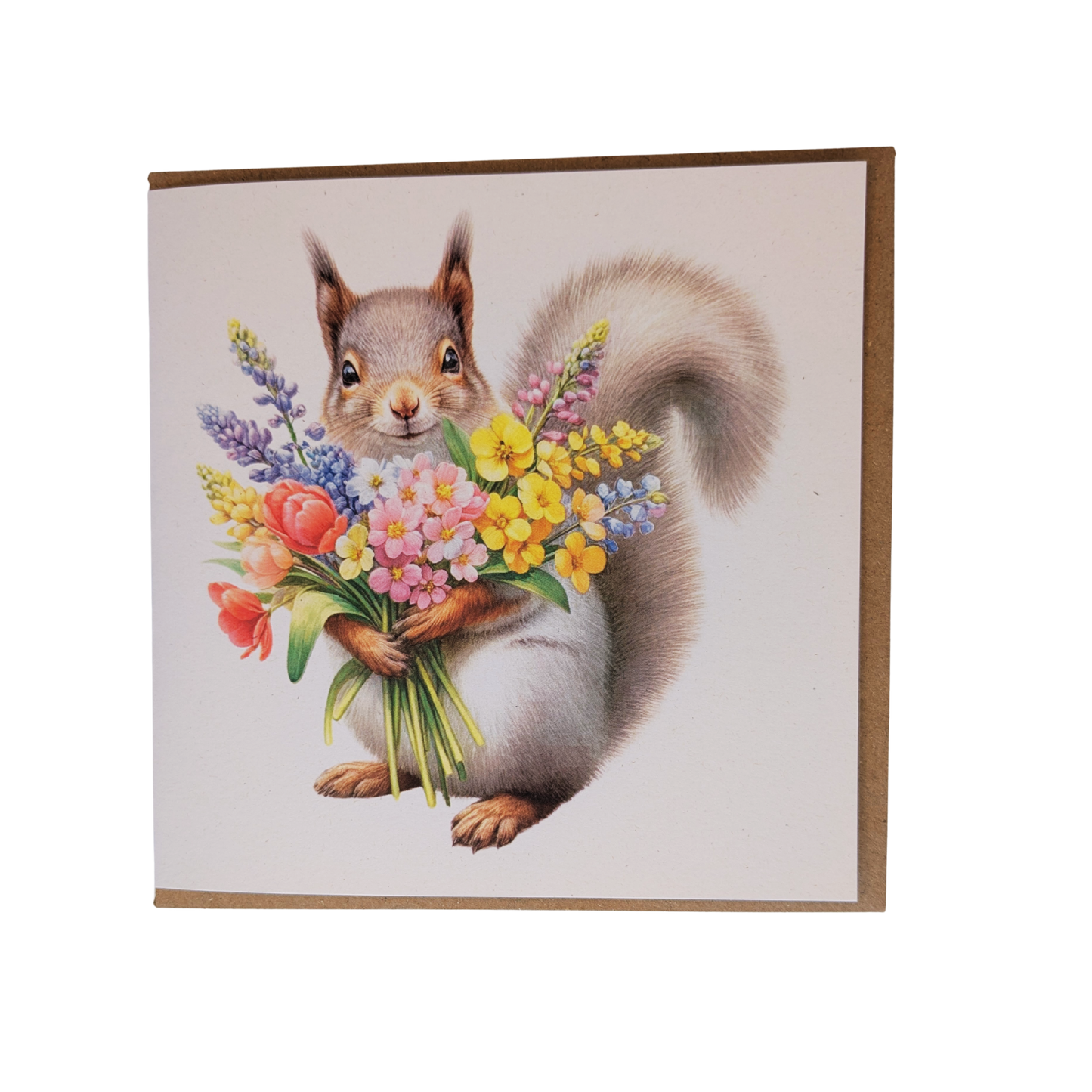Squirrel with Flowers Greeting Card