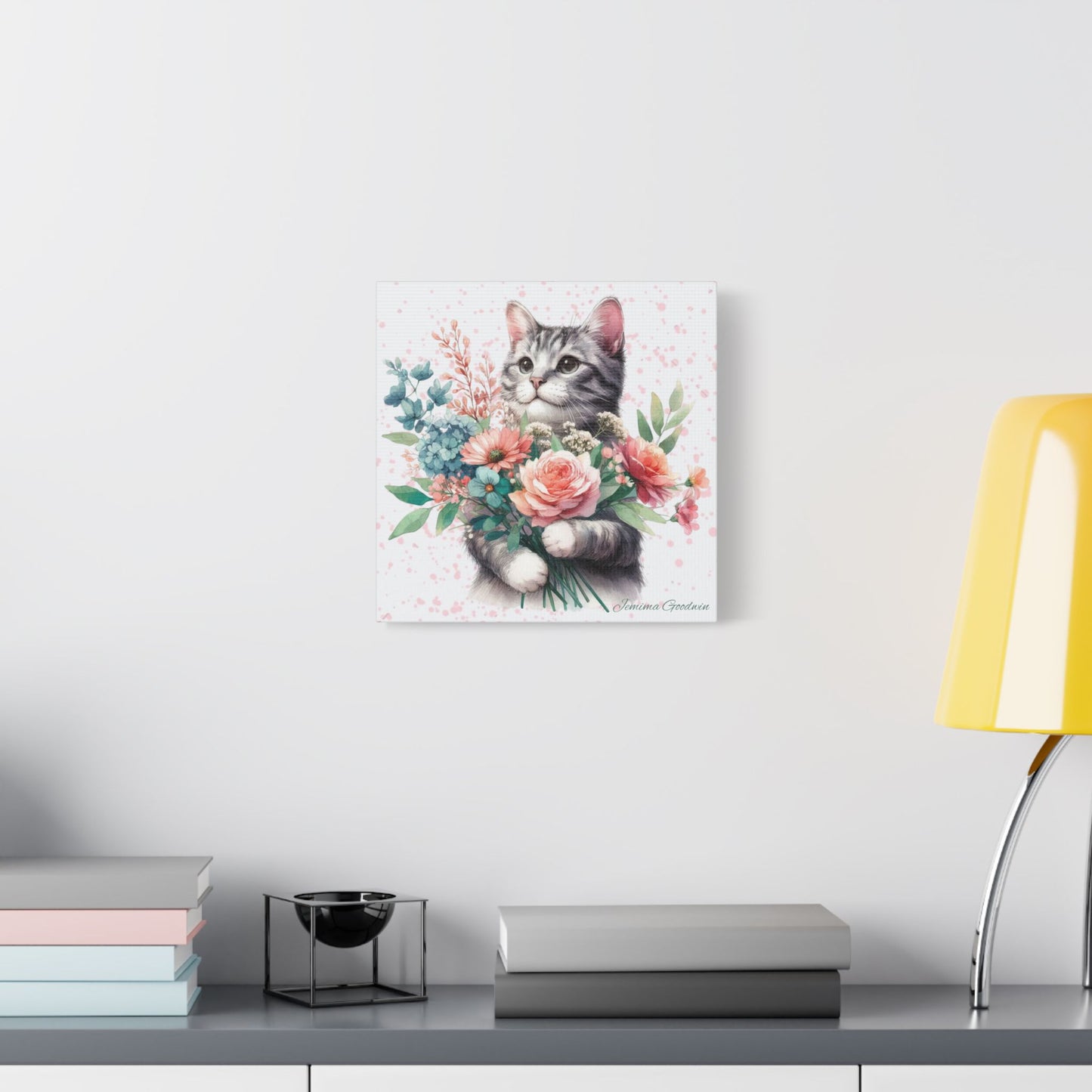 Cat with Flowers Canvas