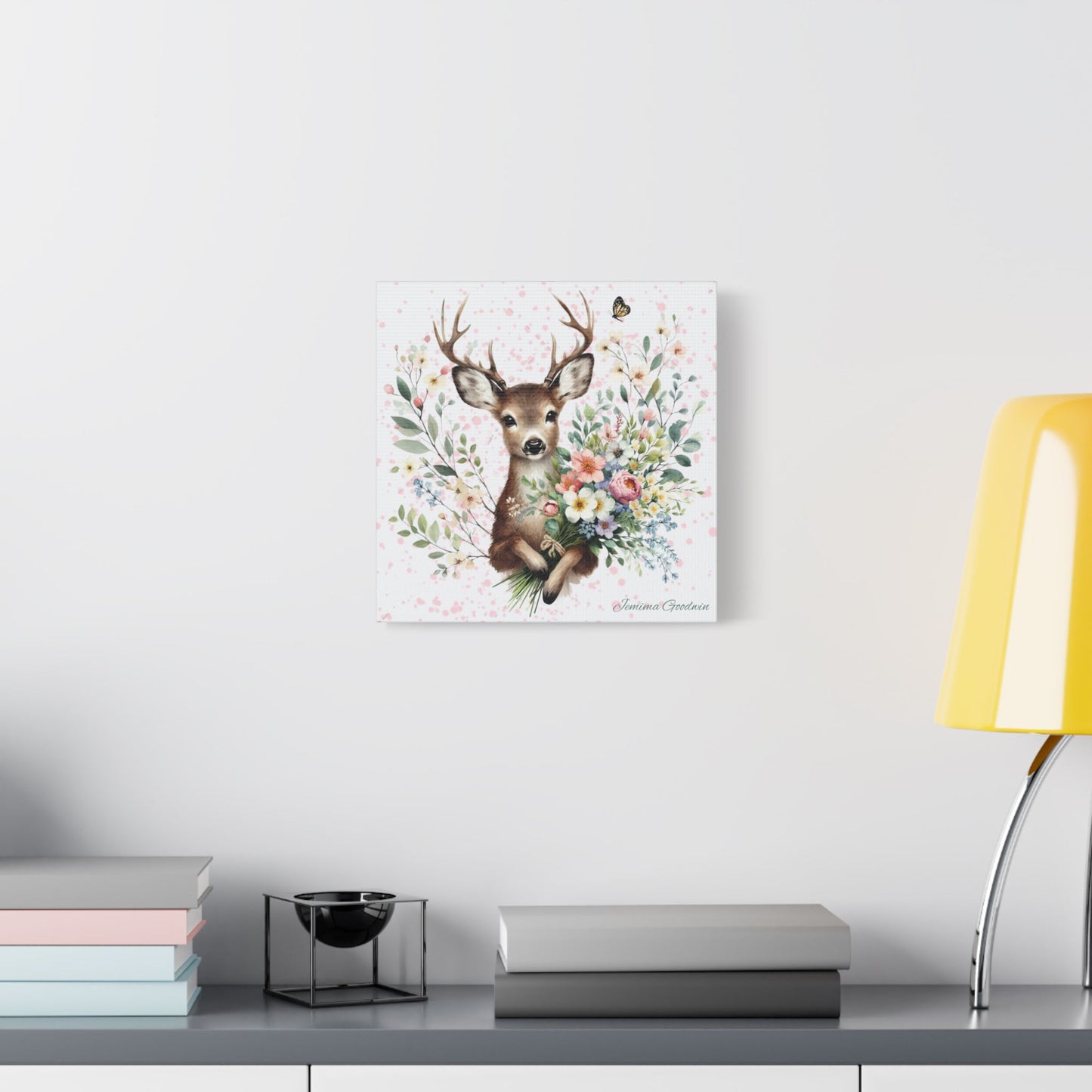 Deer with Flowers Canvas