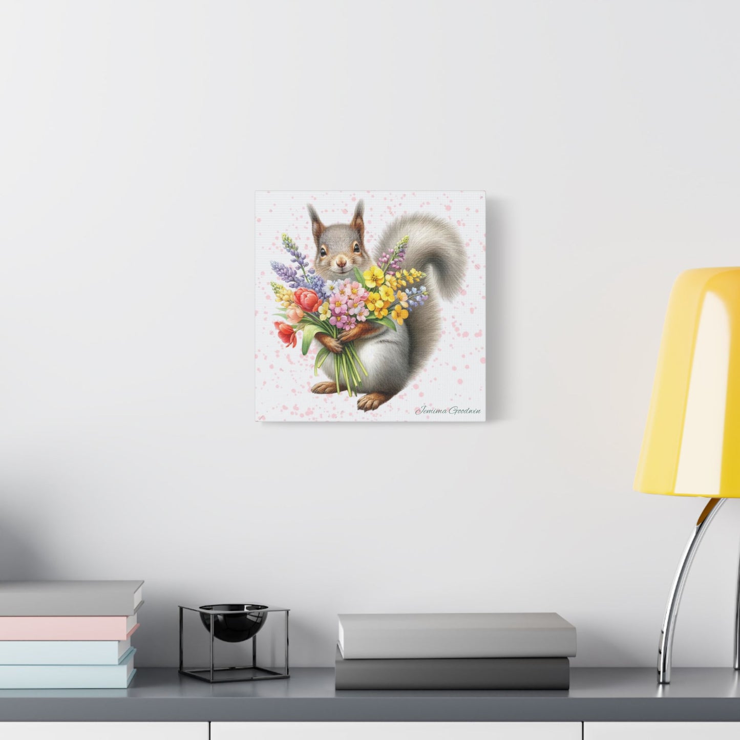 Squirrel with Flowers Canvas