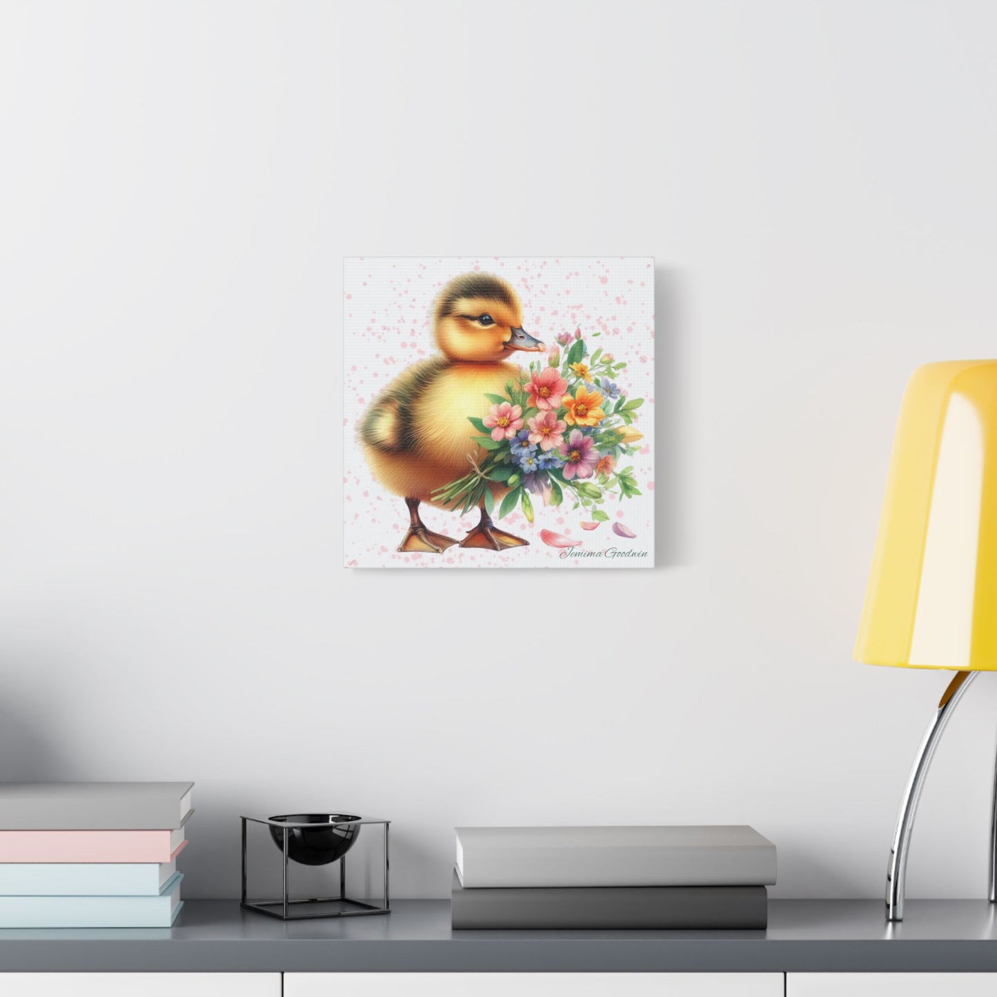 Duckling with Flowers Canvas