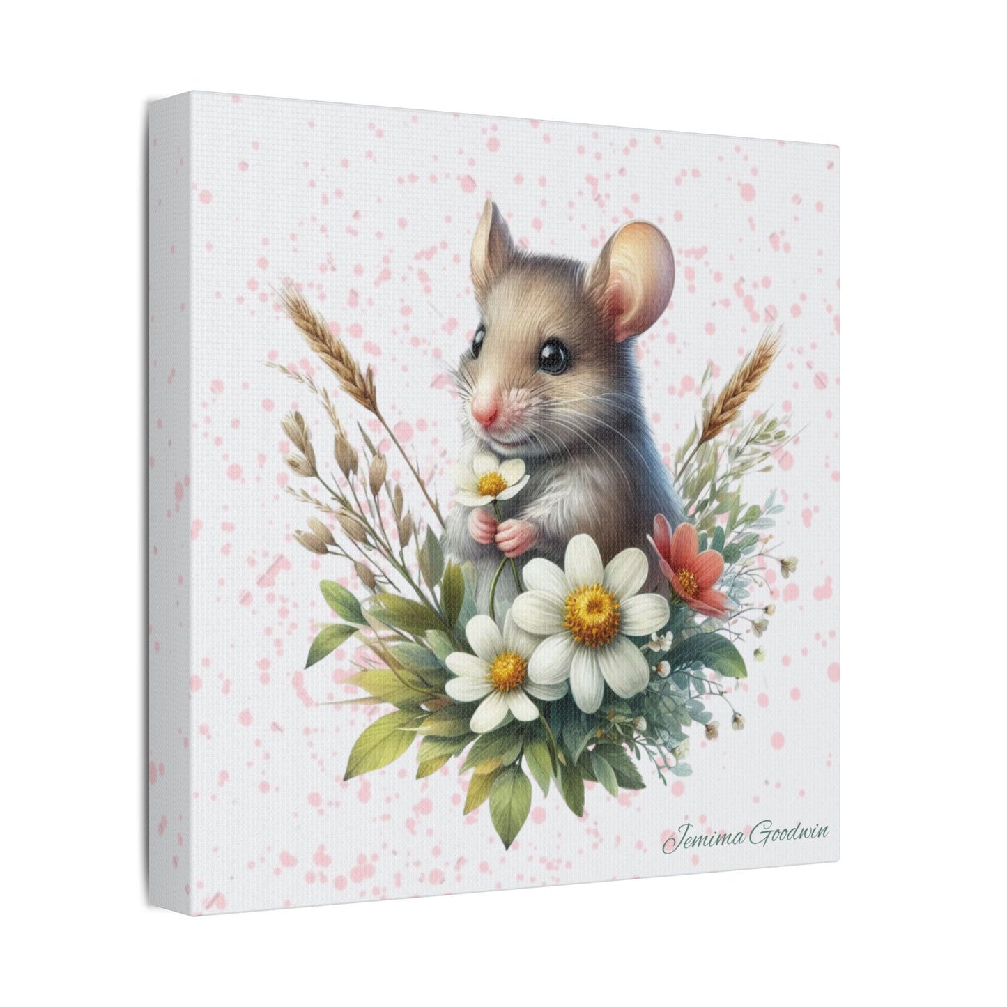 Mouse with Flowers Canvas