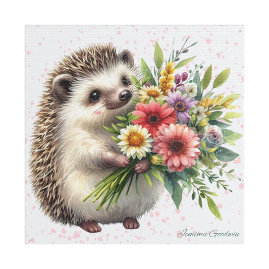 Hedgehog with Flowers Canvas