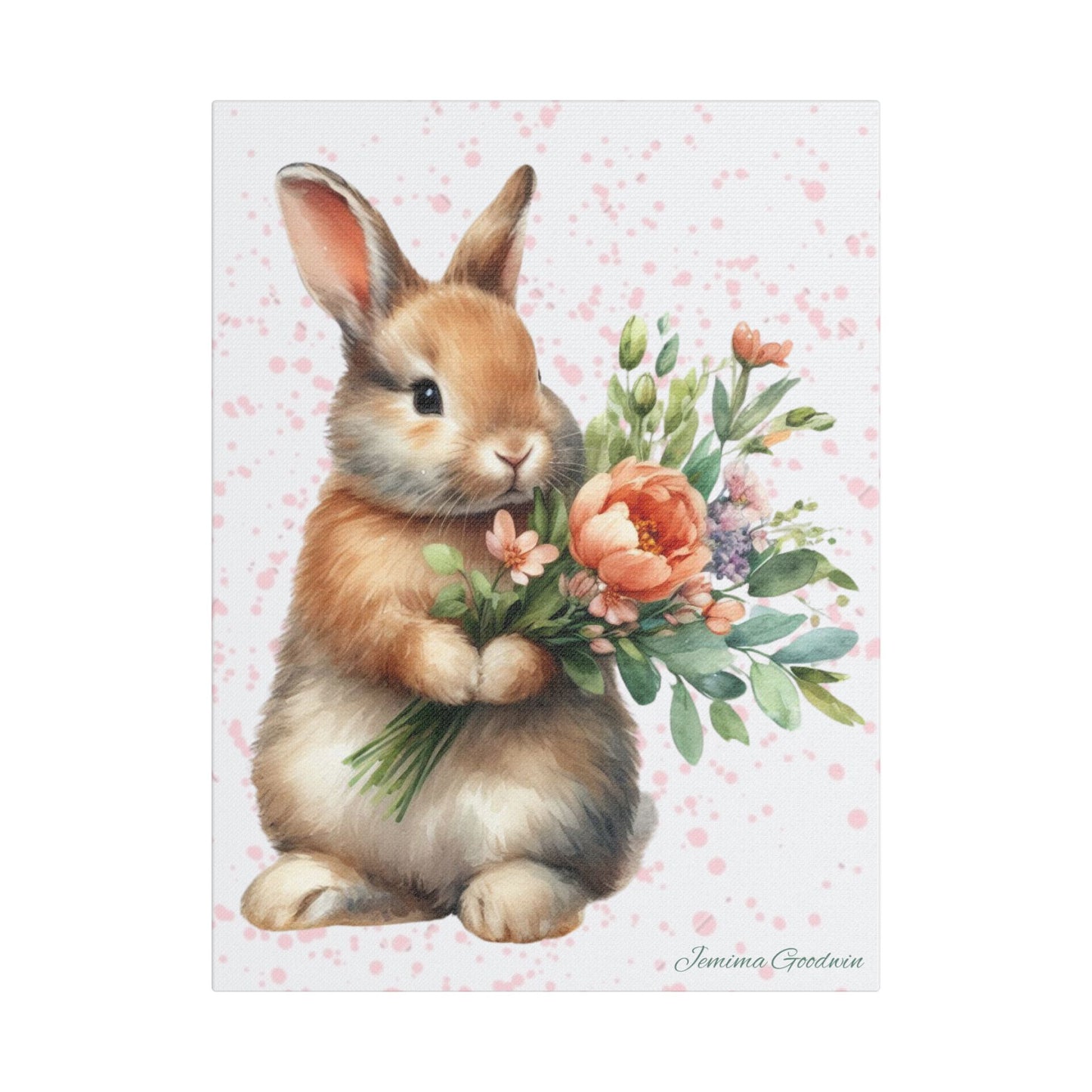 Rabbit with Flowers Canvas