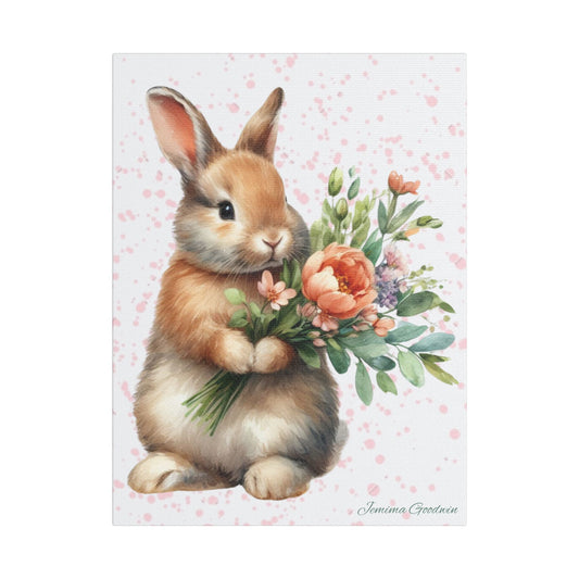 Rabbit with Flowers Canvas