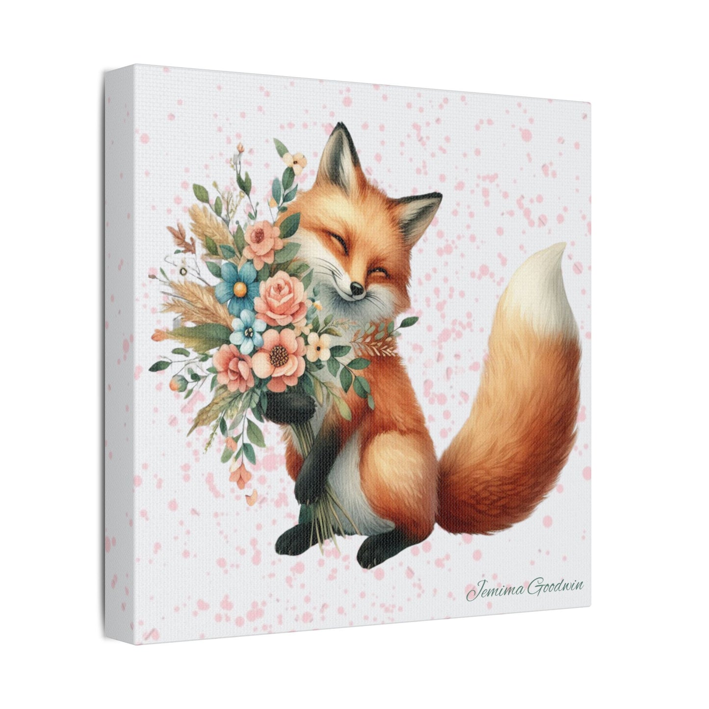 Fox with Flowers Canvas