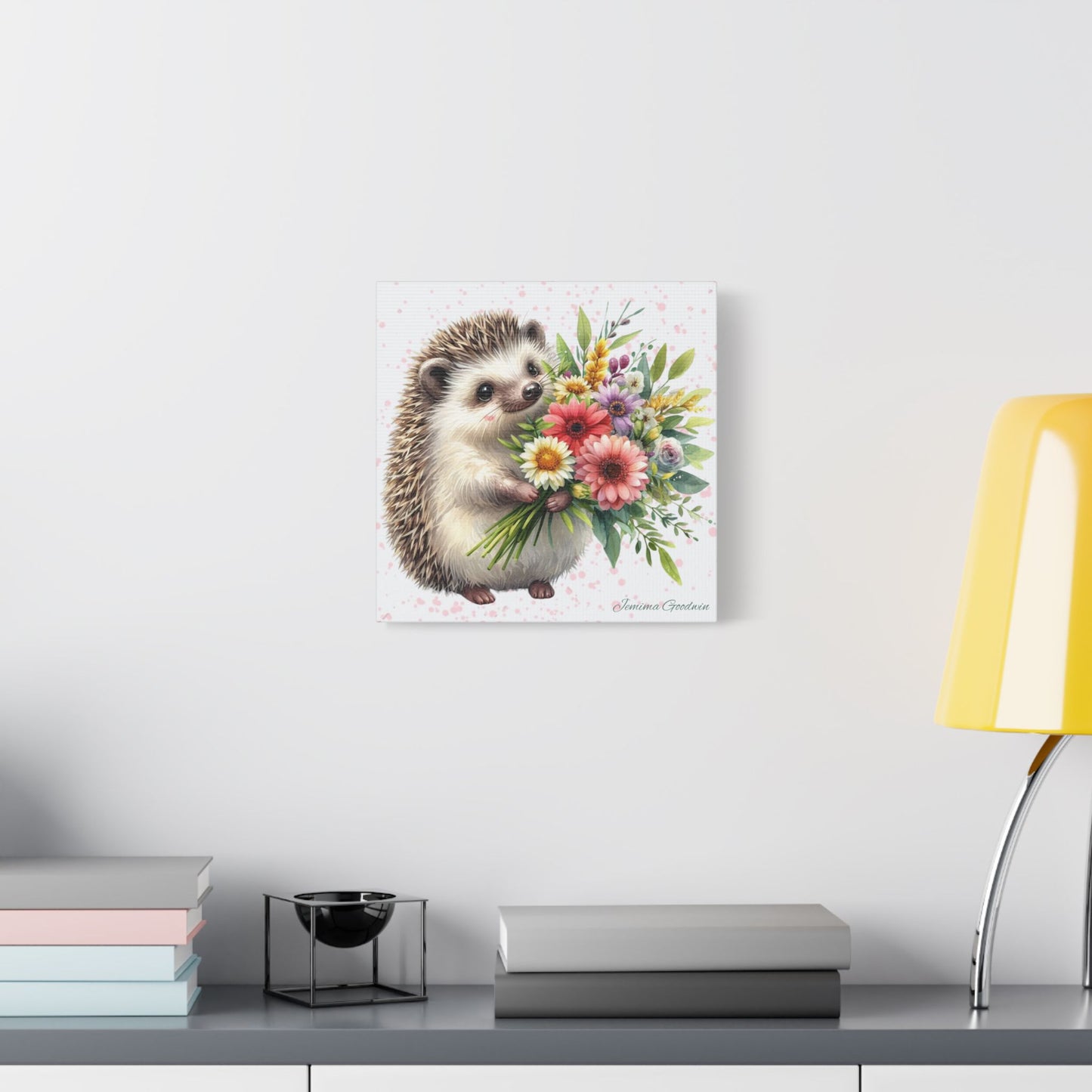 Hedgehog with Flowers Canvas