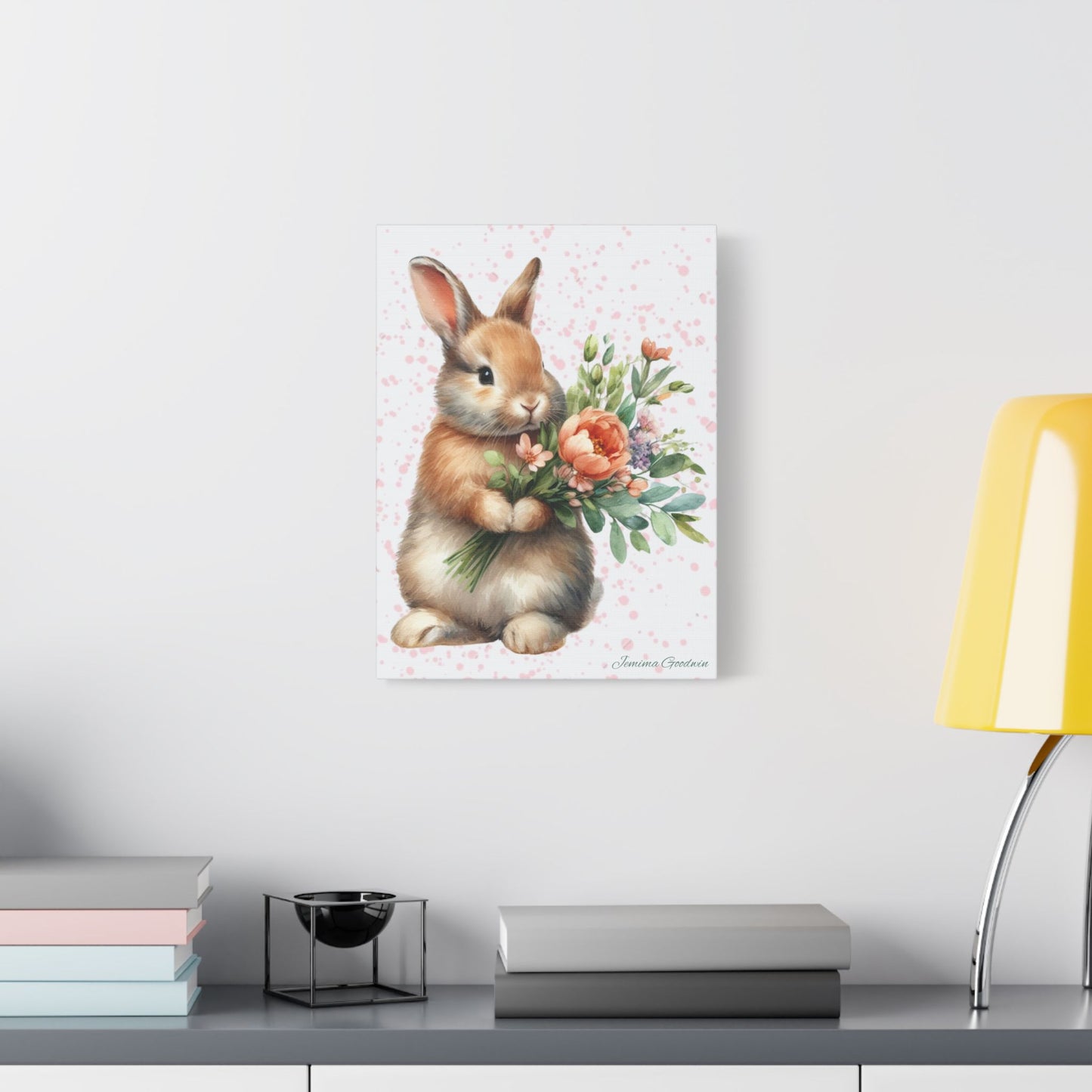 Rabbit with Flowers Canvas
