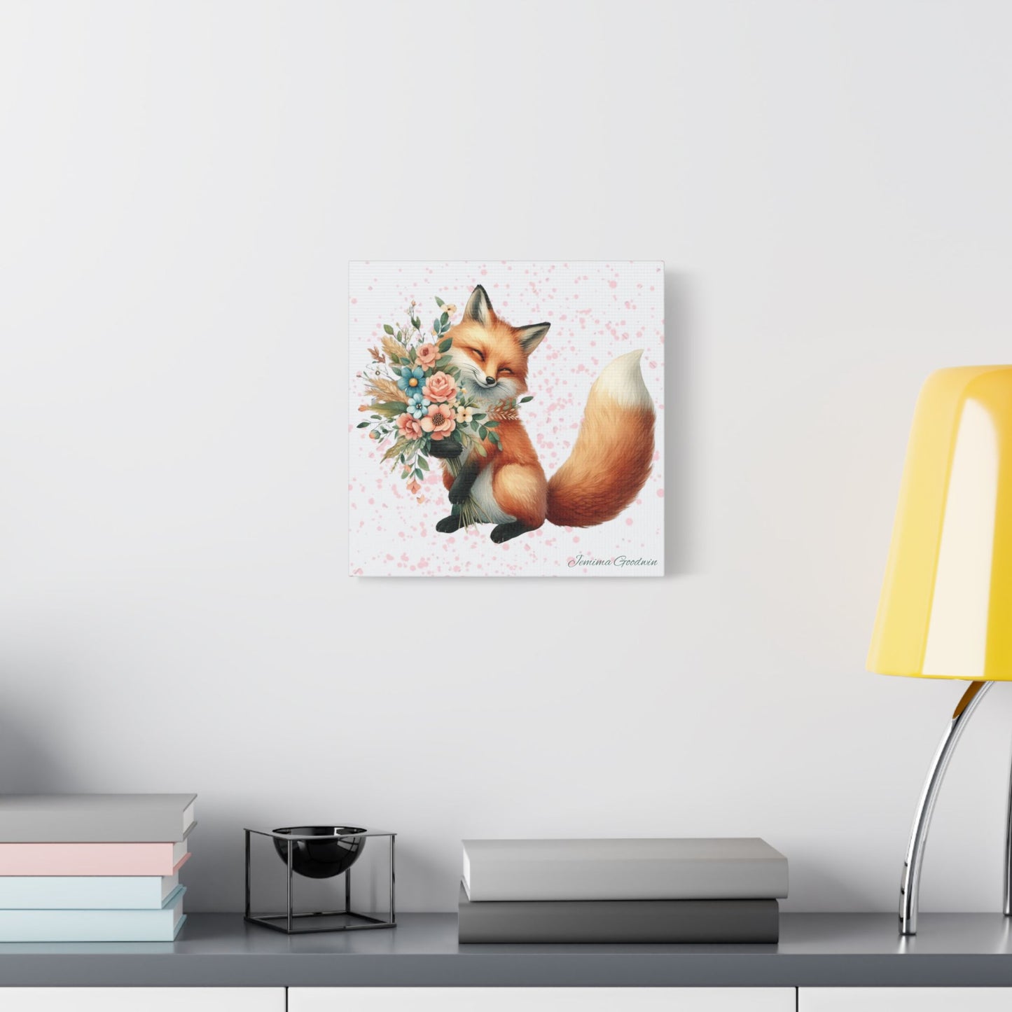Fox with Flowers Canvas