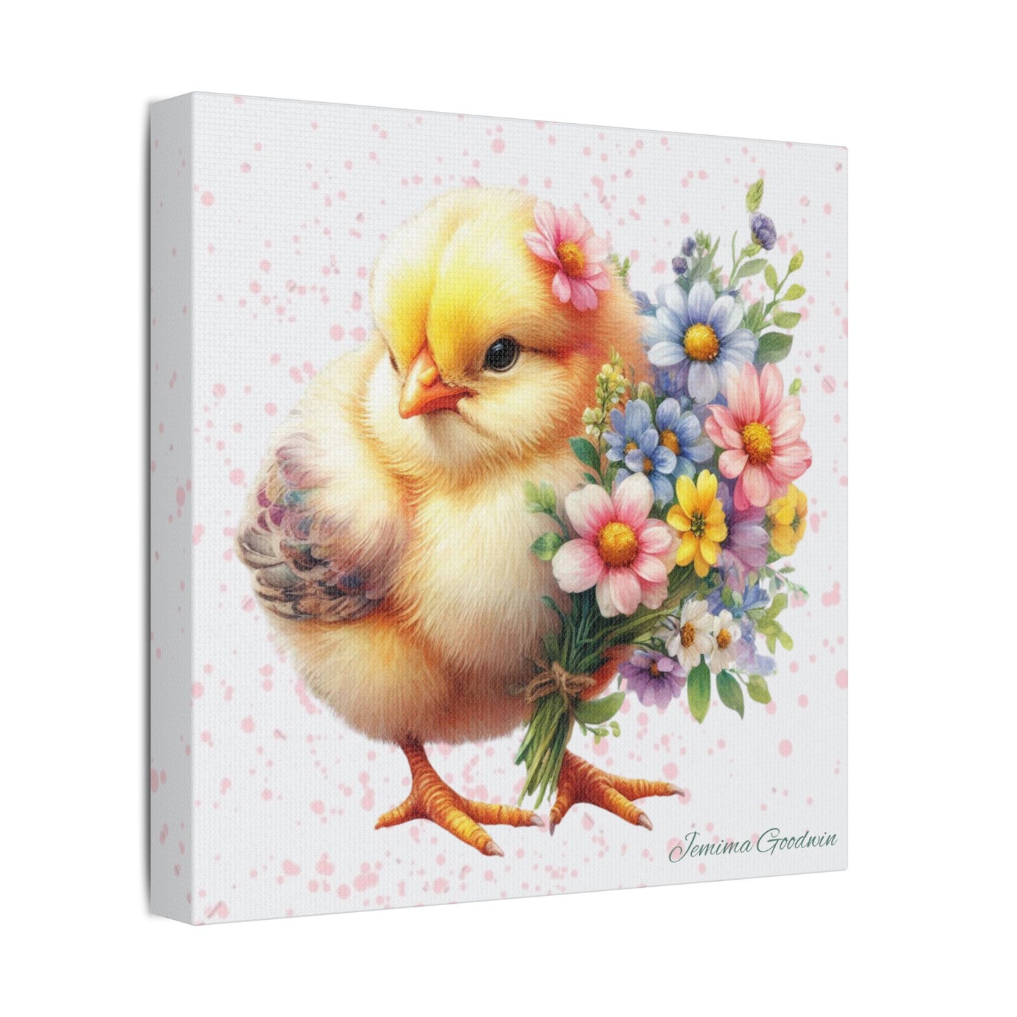Chick with Flowers Canvas