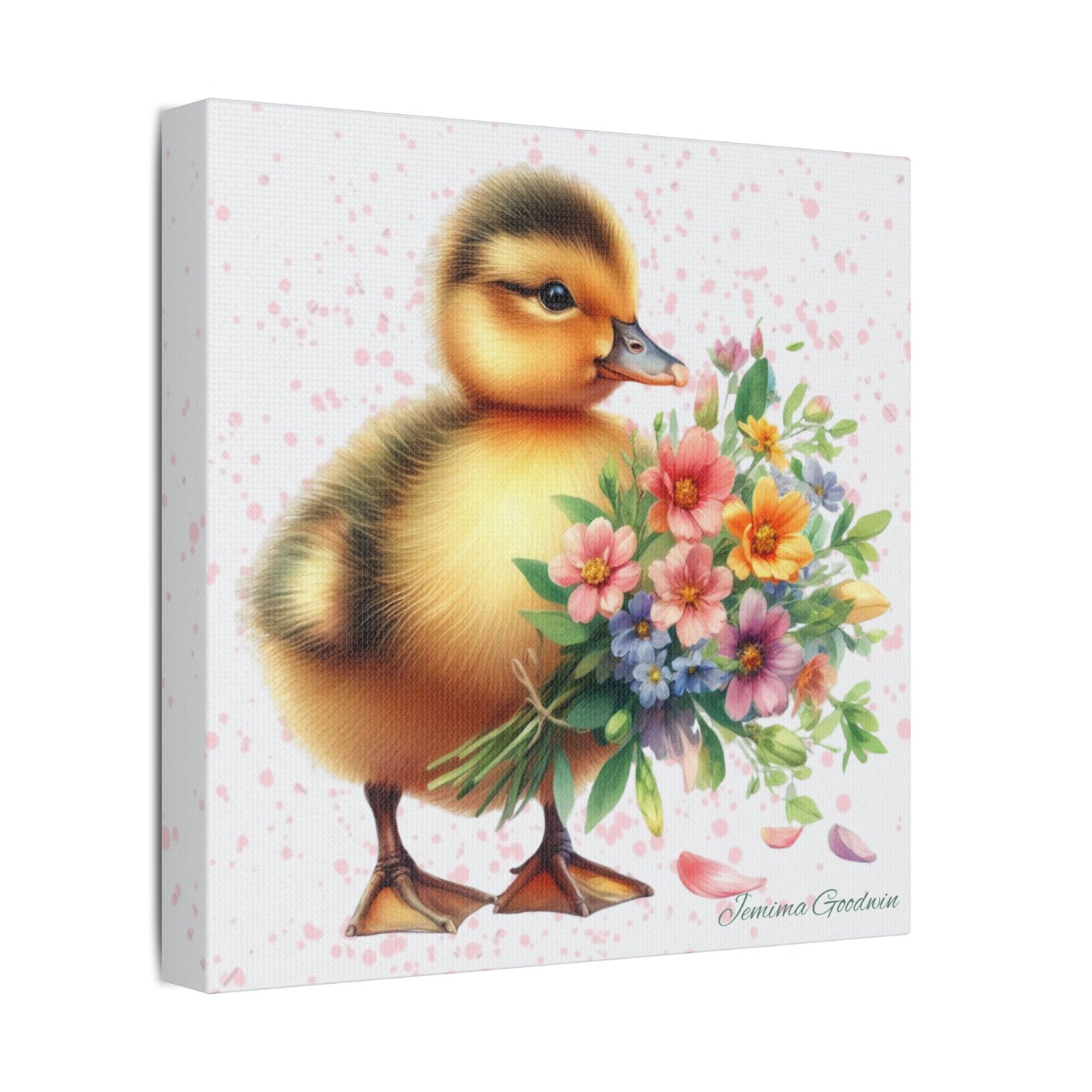 Duckling with Flowers Canvas