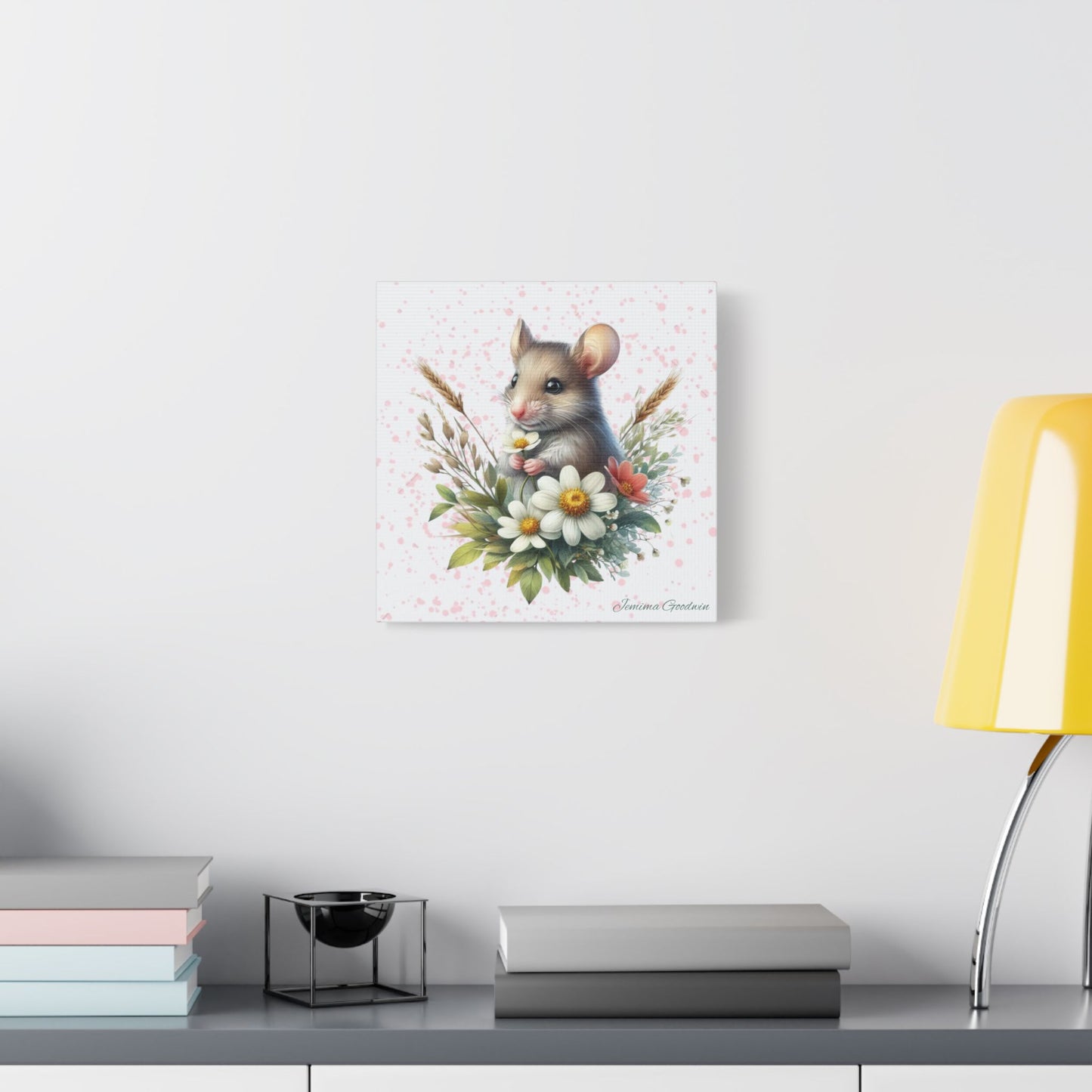 Mouse with Flowers Canvas