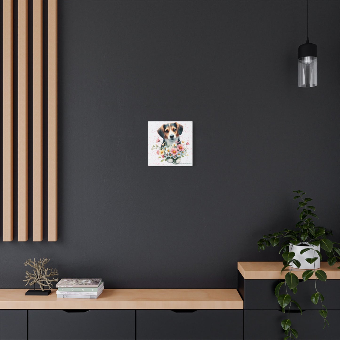 Dog with Flowers Canvas