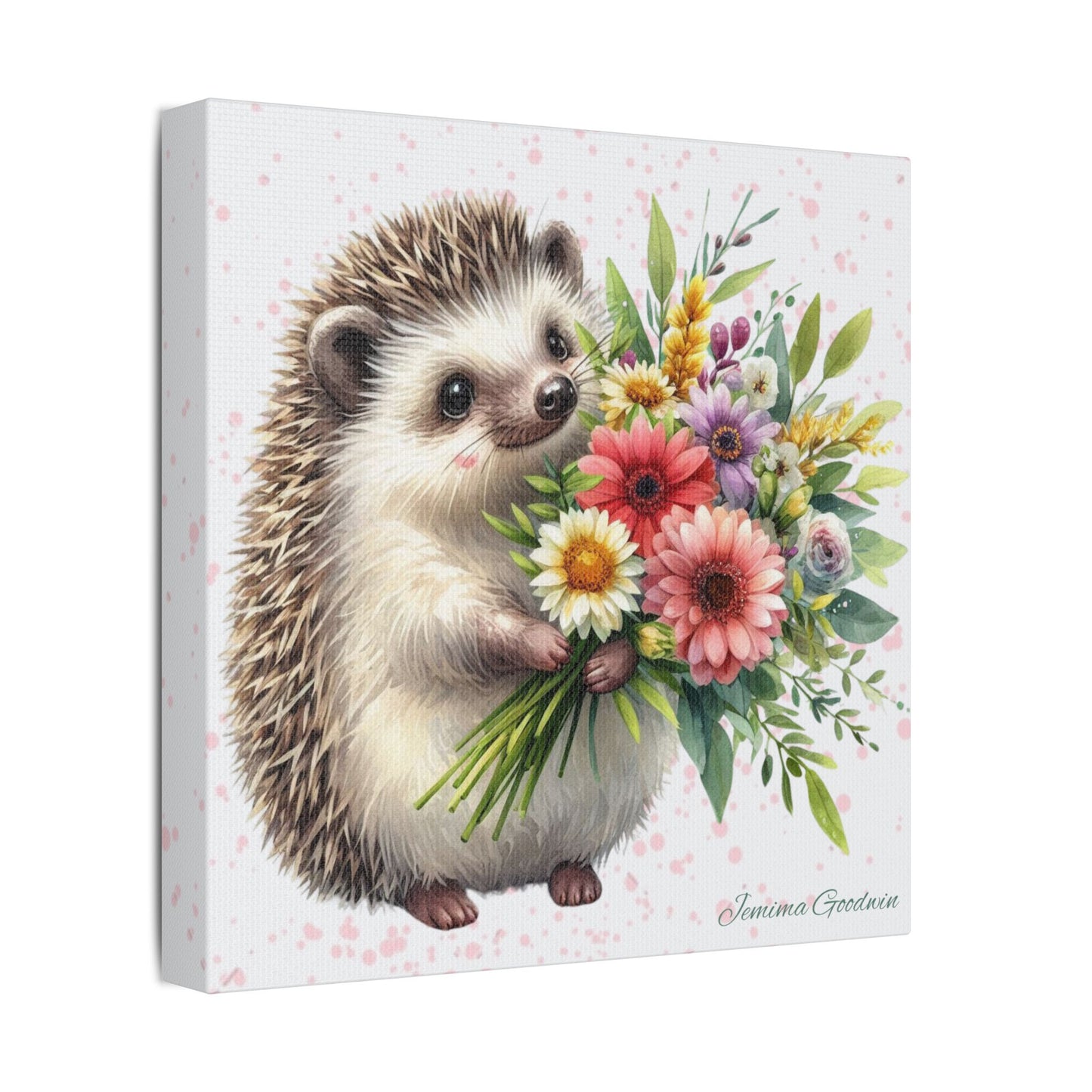 Hedgehog with Flowers Canvas