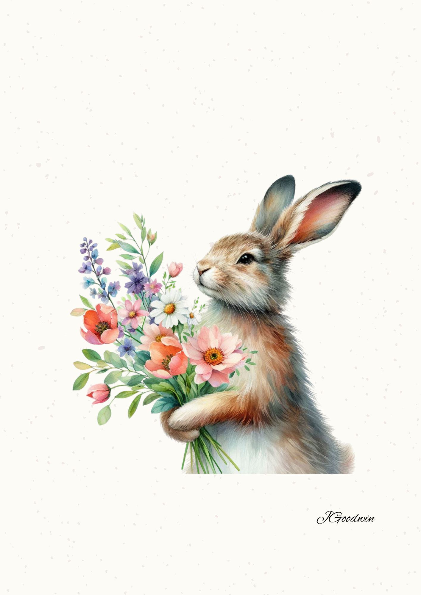 Hare with Flowers Print
