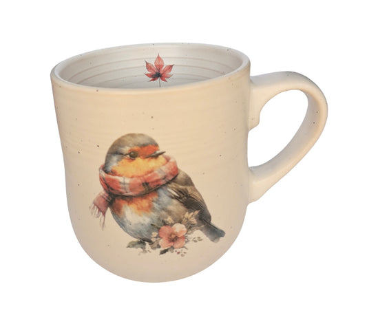 Robin in a Scarf Stoneware Mug
