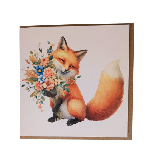 Fox with Flowers Greeting Card
