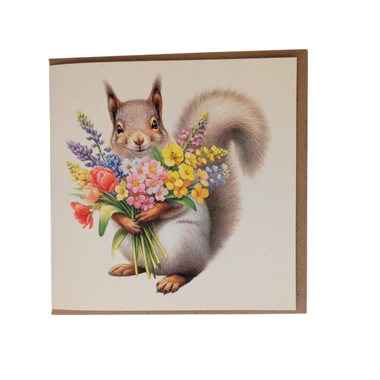 Squirrel with Flowers Greeting Card