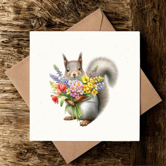 Squirrel with Flowers Greeting Card