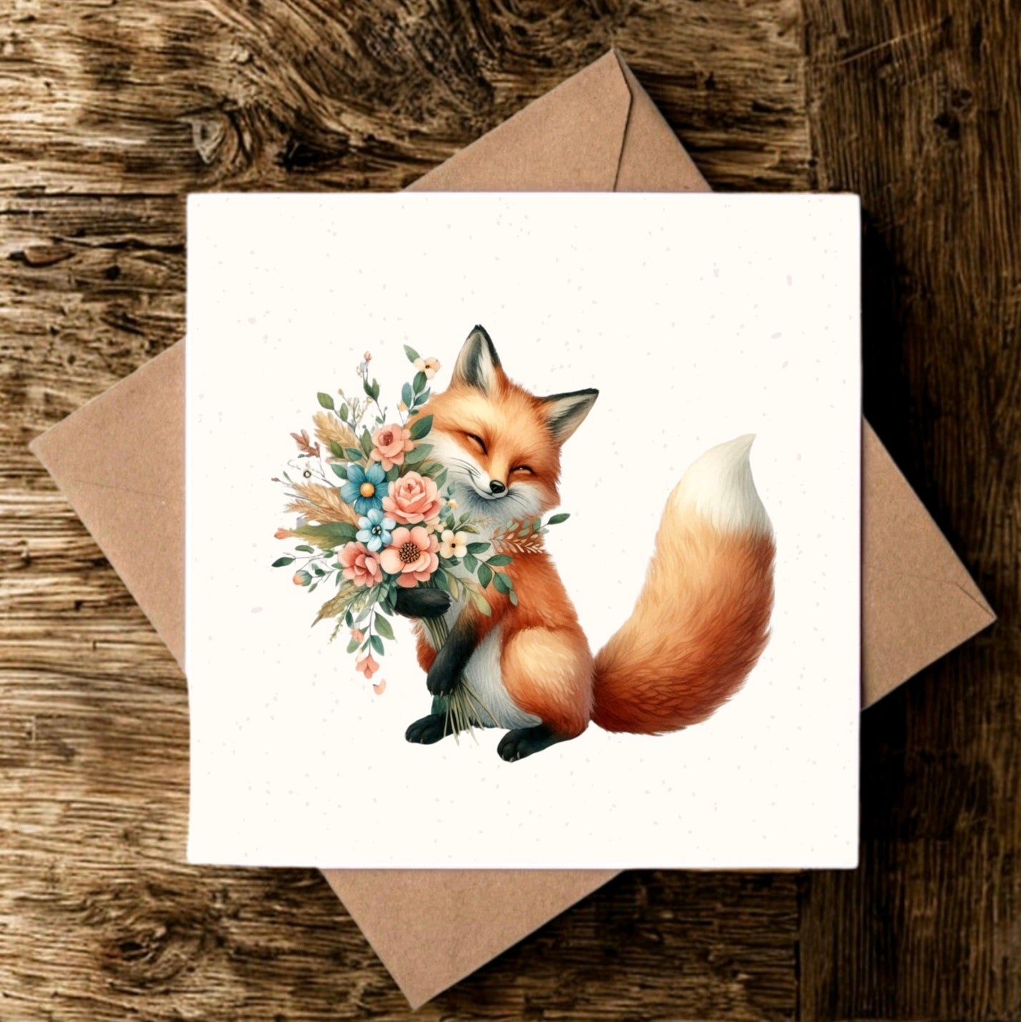 Fox with Flowers Greeting Card