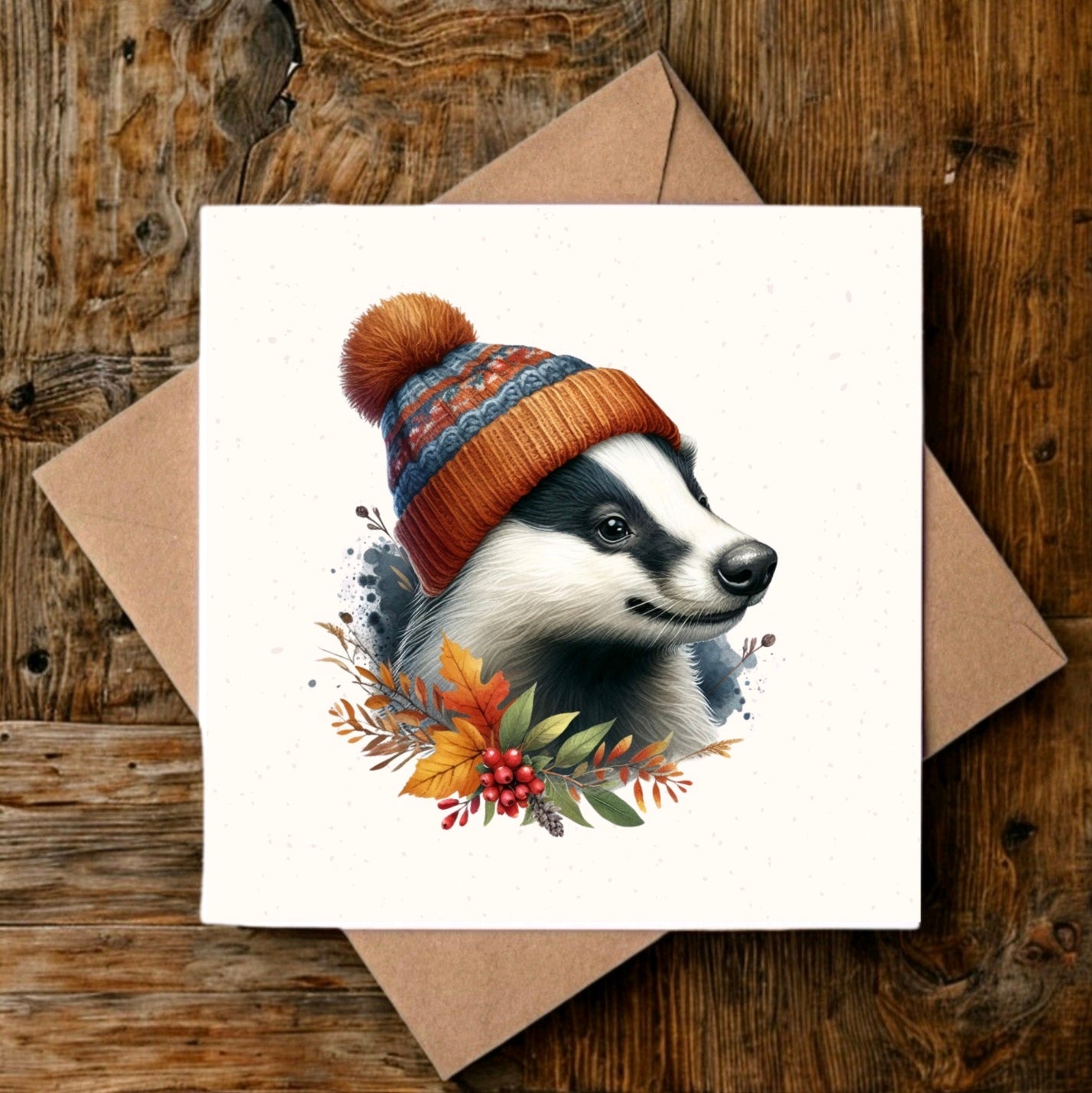 "Badger In A Hat" Greeting Card