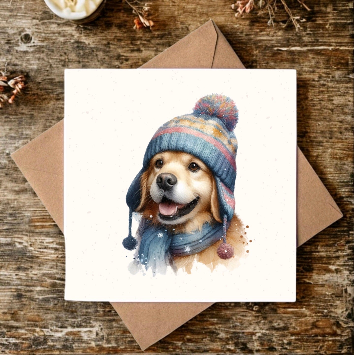 "Golden Retriever In A Hat" Greeting Card