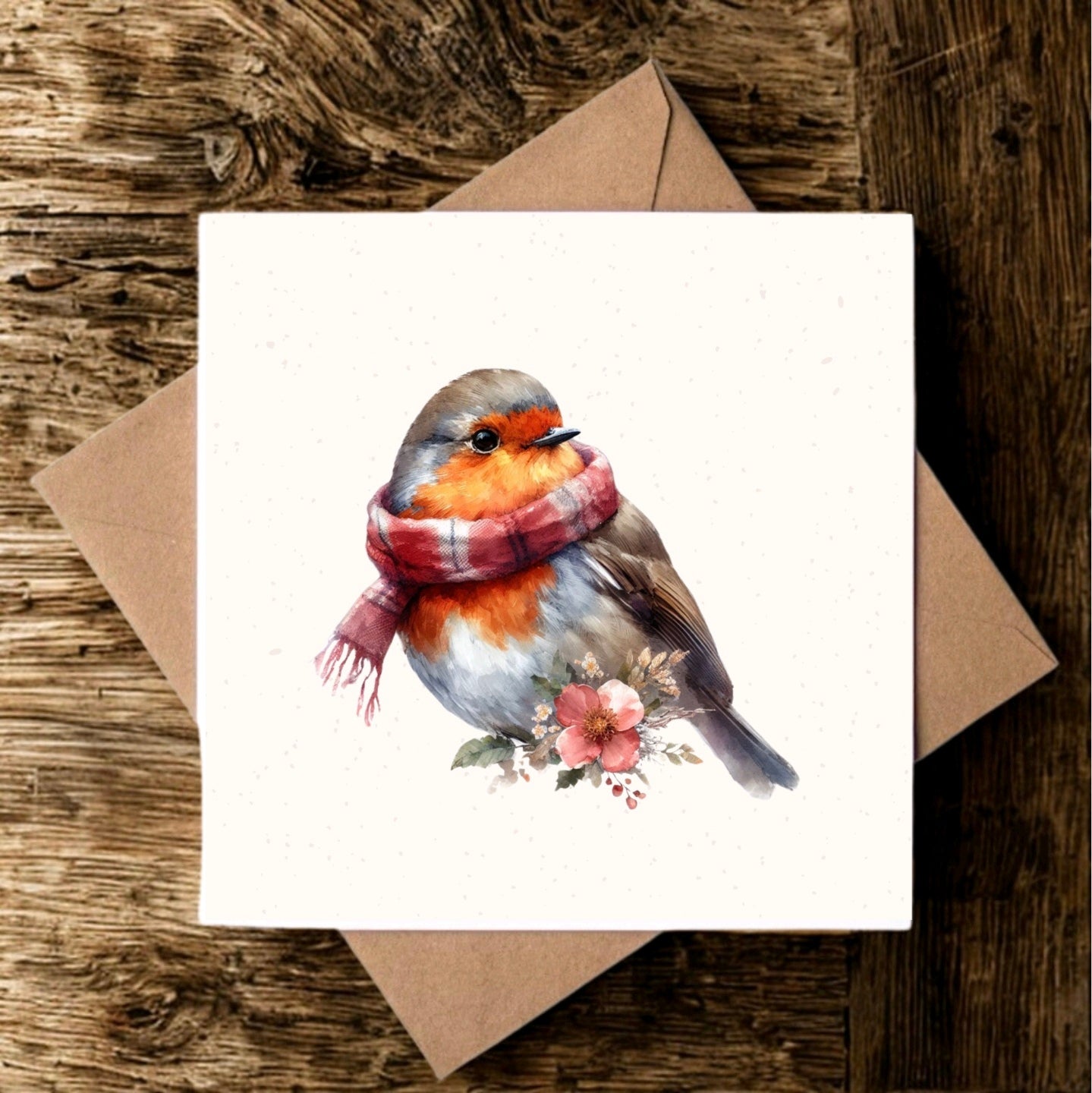 "Robin Wearing A Scarf" Greeting Card
